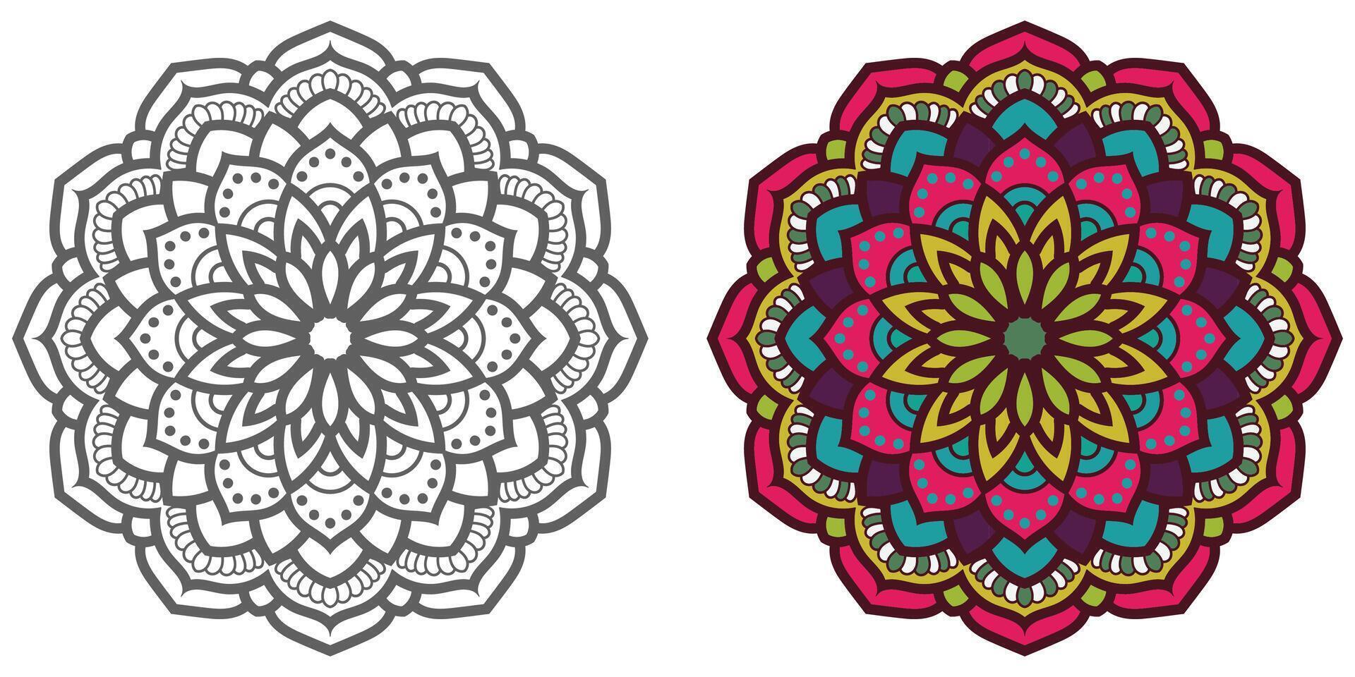 abstract mandala floral ornament,colourful modern mandala design ,mandala Line Illustration vector