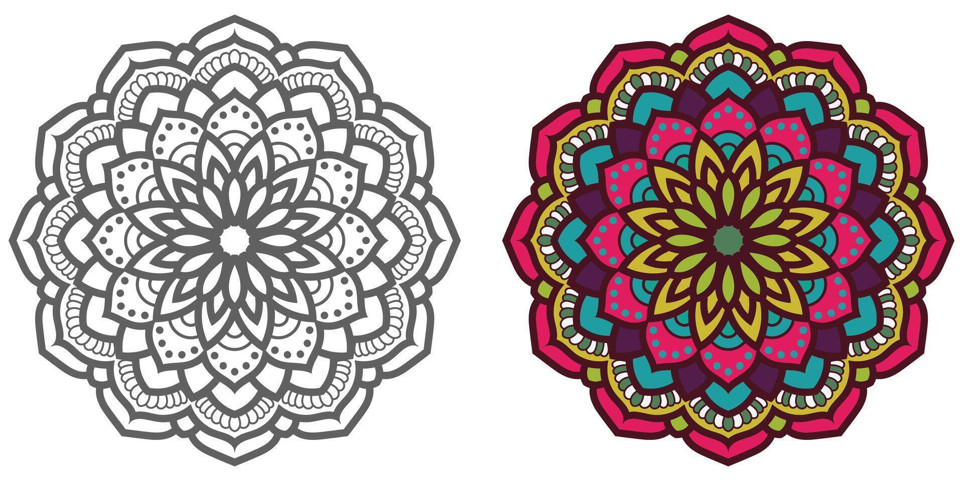 abstract mandala floral ornament,colourful modern mandala design ,mandala Line Illustration vector