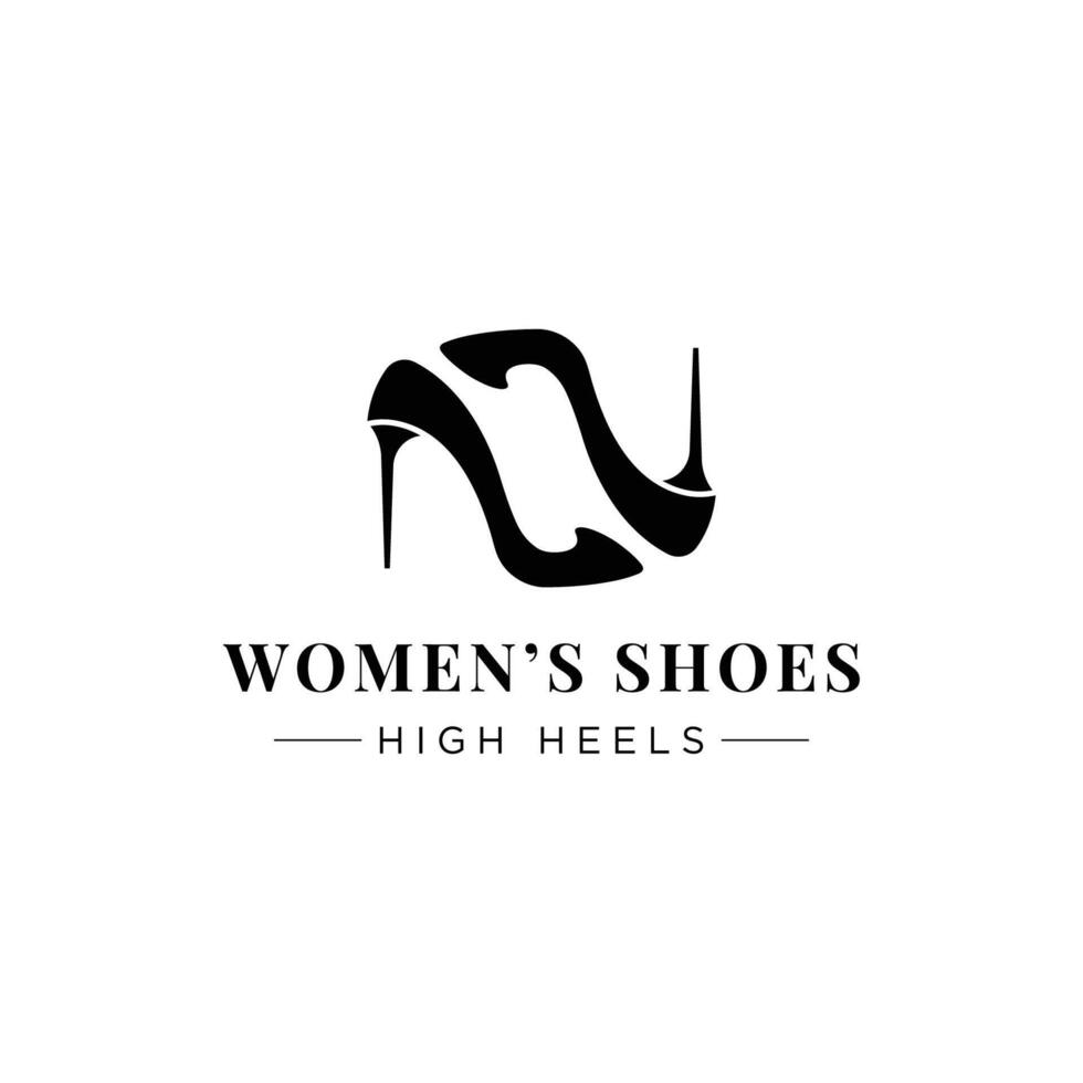 Trendy style women high heel shoes logo template design.Logo for business,shoe shop,fashion,model,beauty. vector