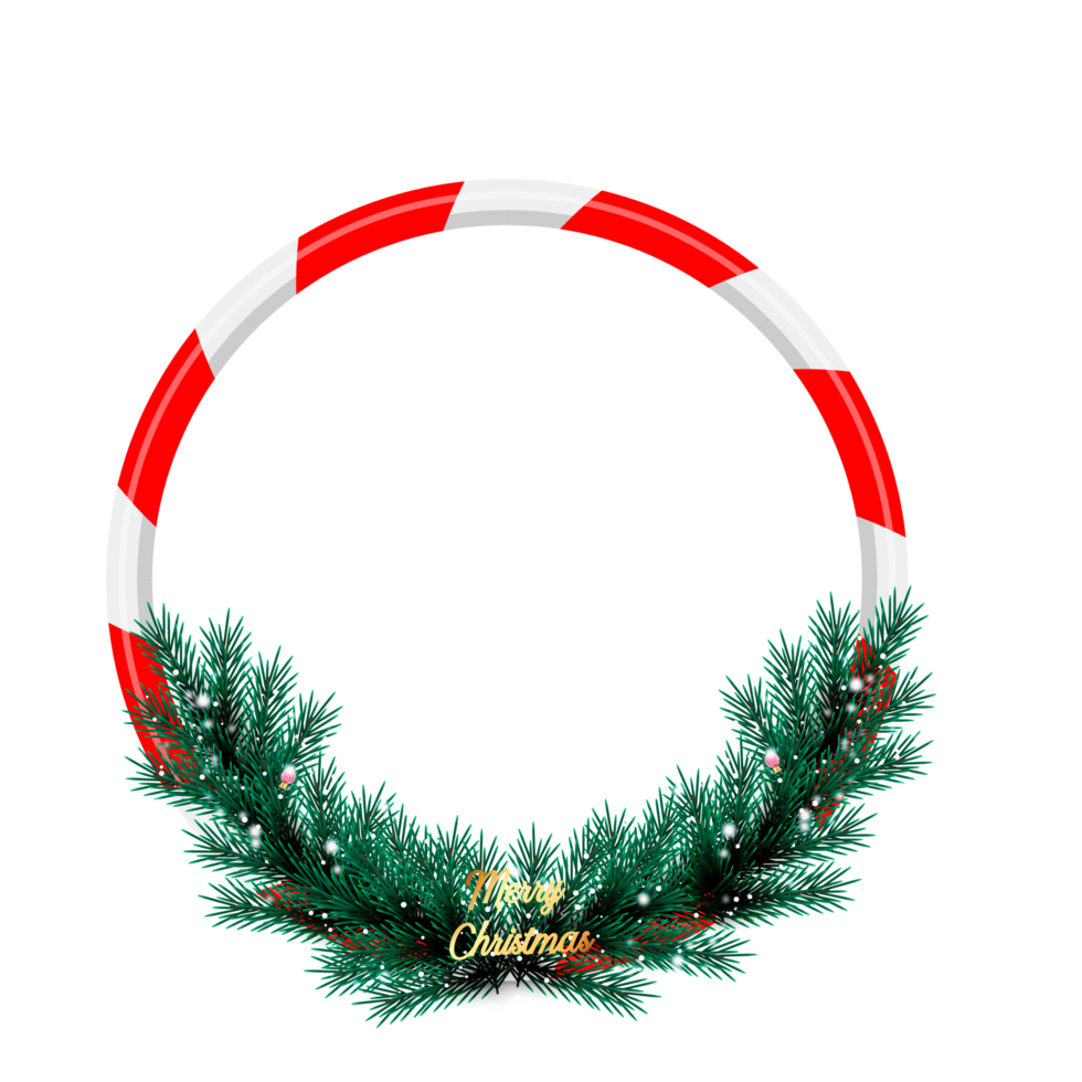 christmas frame decoration with christmas ball,pine branch and snow flex png