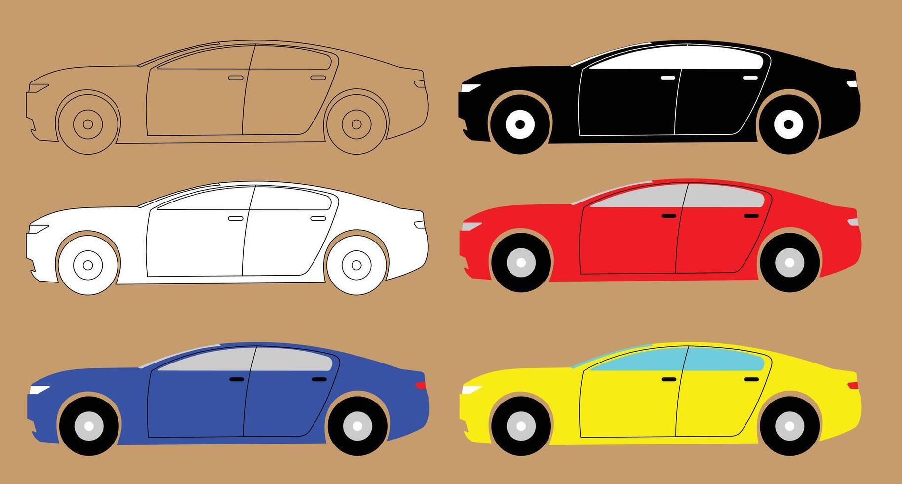 ilustración vector de plano diseño coche,silueta coche, esquema auto, de colores coche