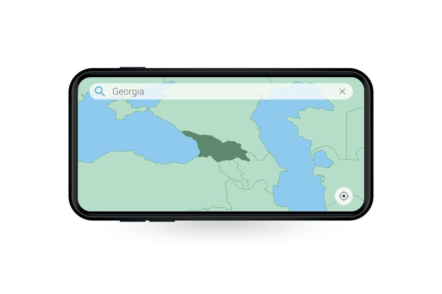 Searching map of Georgia in Smartphone map application. Map of Georgia in Cell Phone. vector