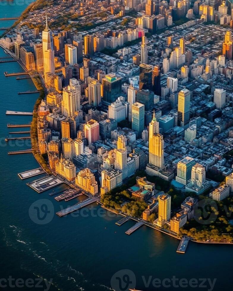 AI Generative Aerial view of New York Manhattan photo