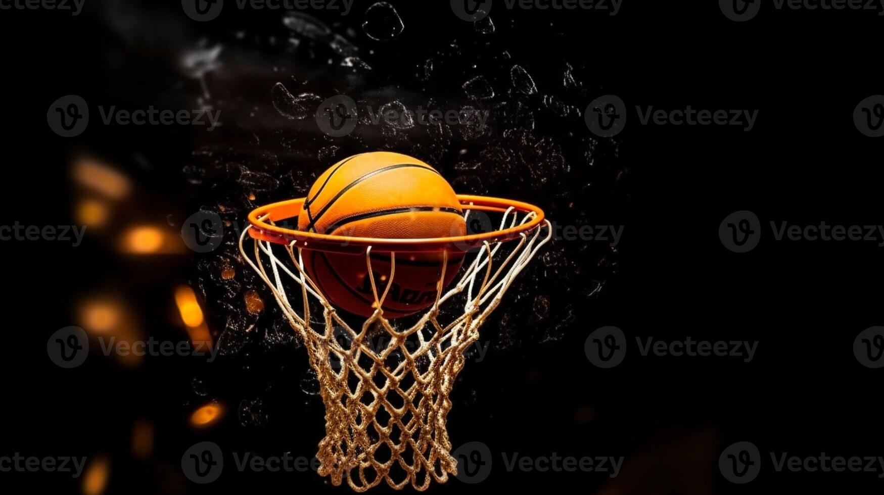 AI Generative Basketball going through the basket photo