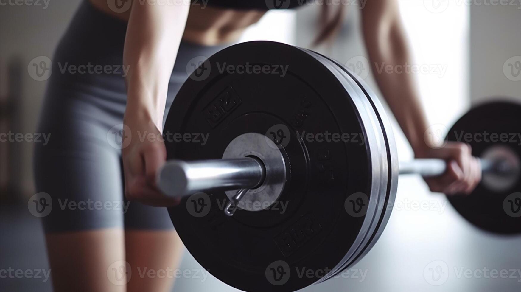 ai generativo hermosa caucásico niña es formación en el gimnasio levantamiento pesos foto