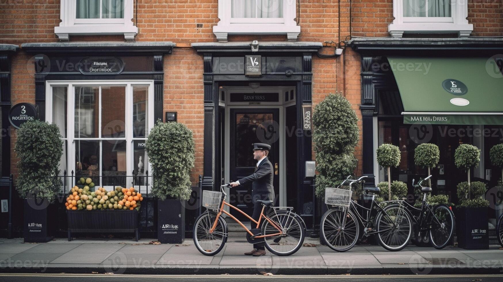 AI Generative Bicycles for rent in city environment London England photo