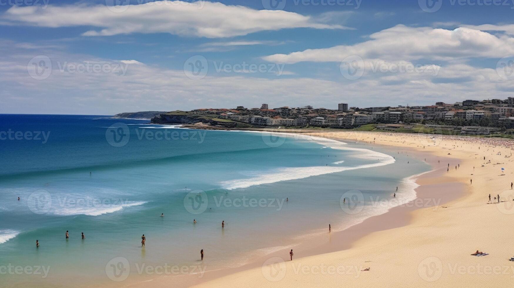 AI Generative Bondi beach Sydney Australia Fish eye view photo