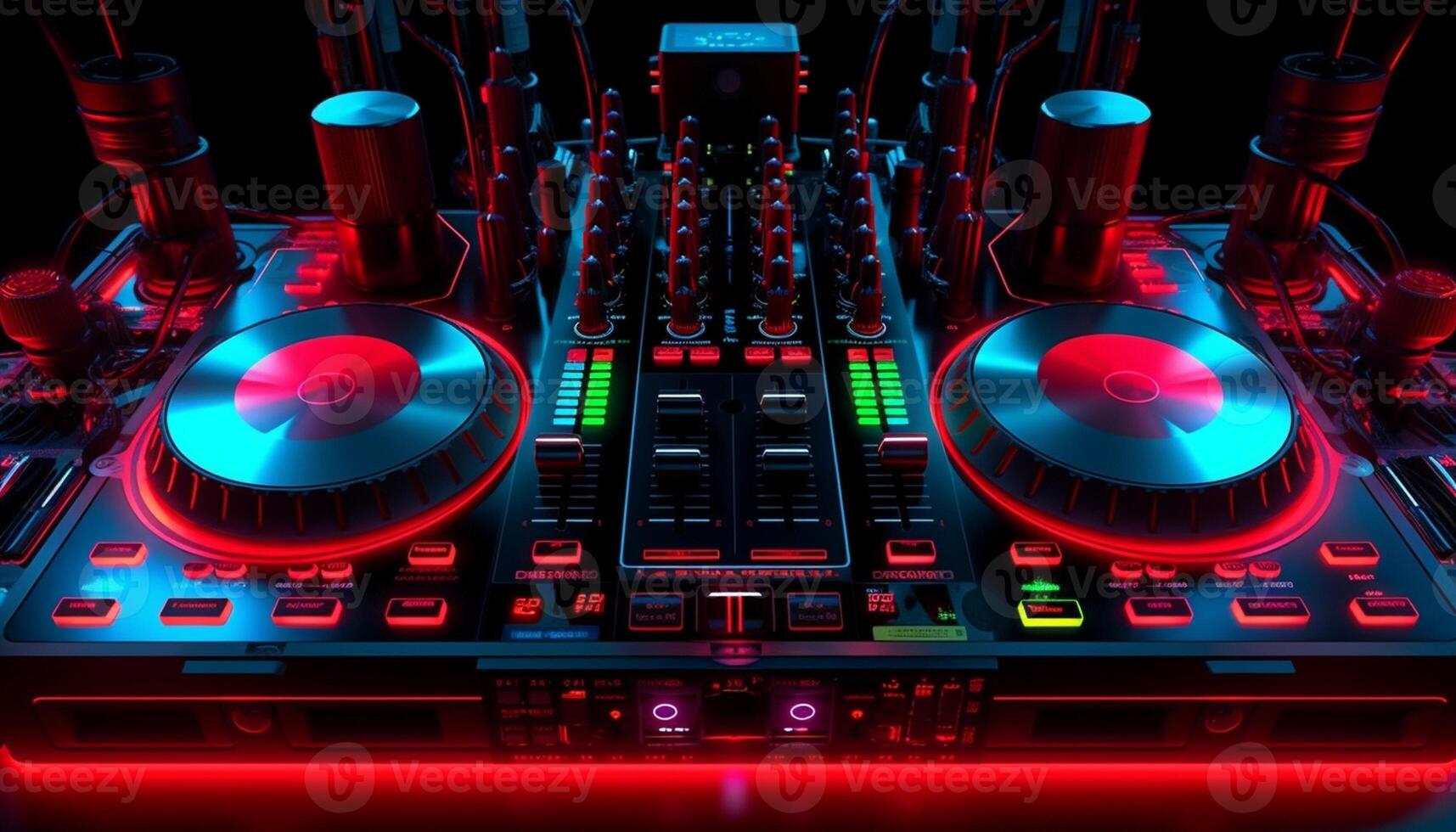 AI Generative DJ sound equipment at nightclubs and music festivals EDM future house music and so on photo