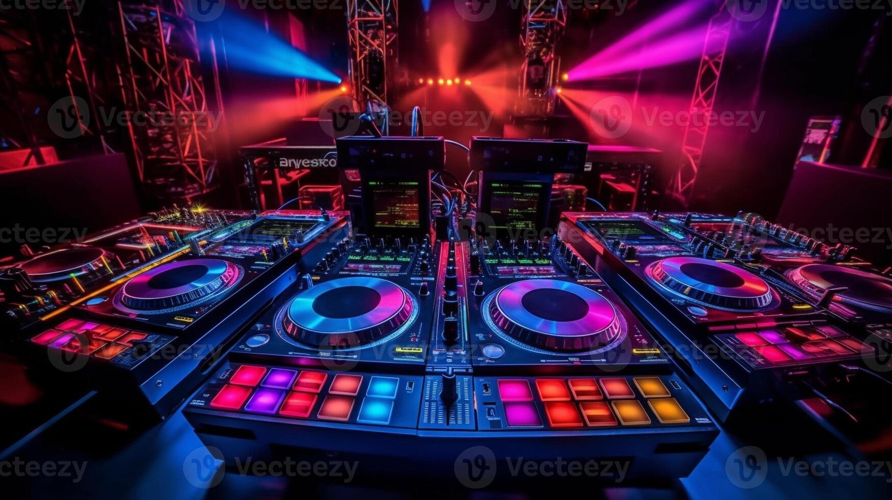 AI Generative Nightclub parties DJ sound equipment photo