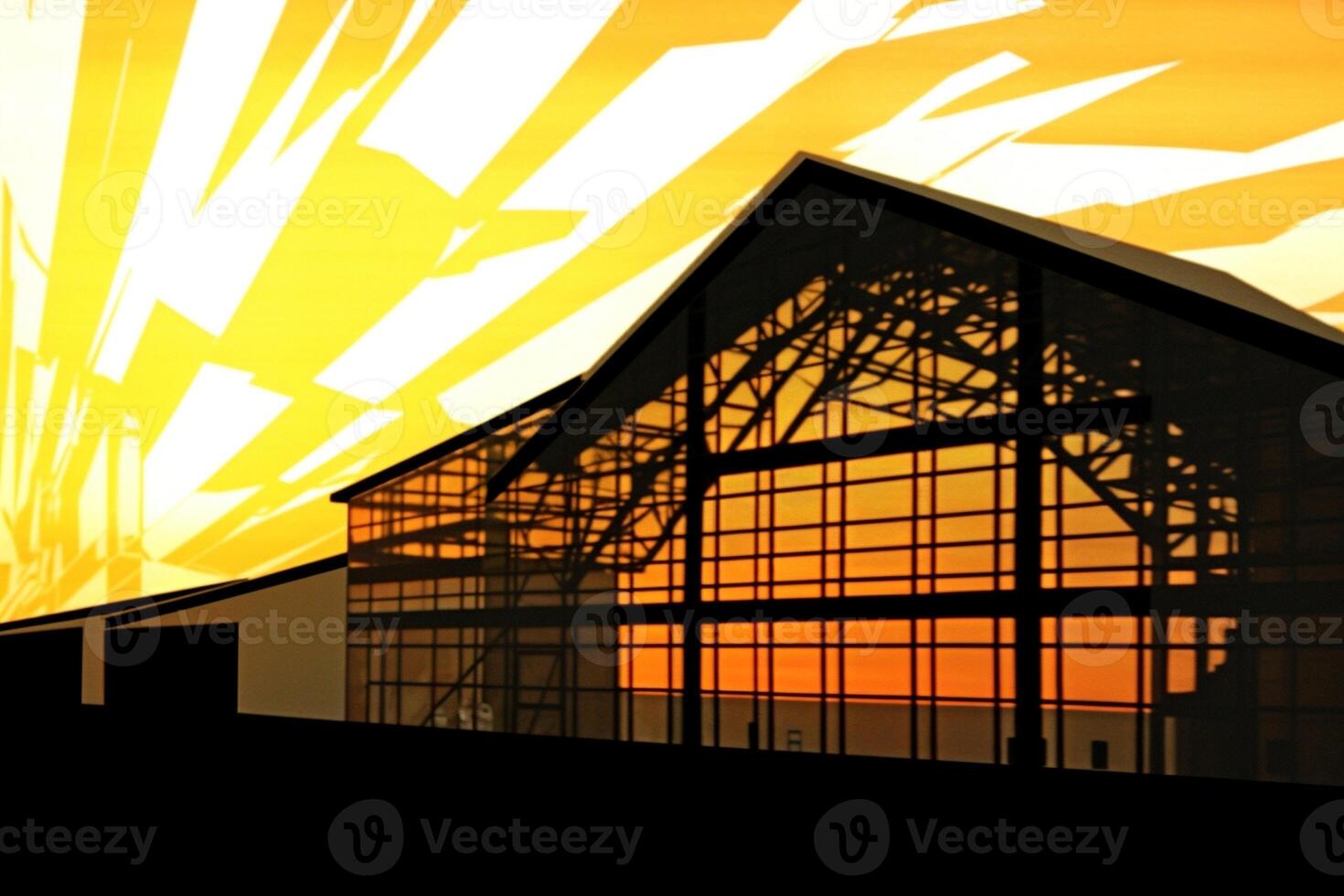 AI Generative Silhouette of an airport at sunset photo