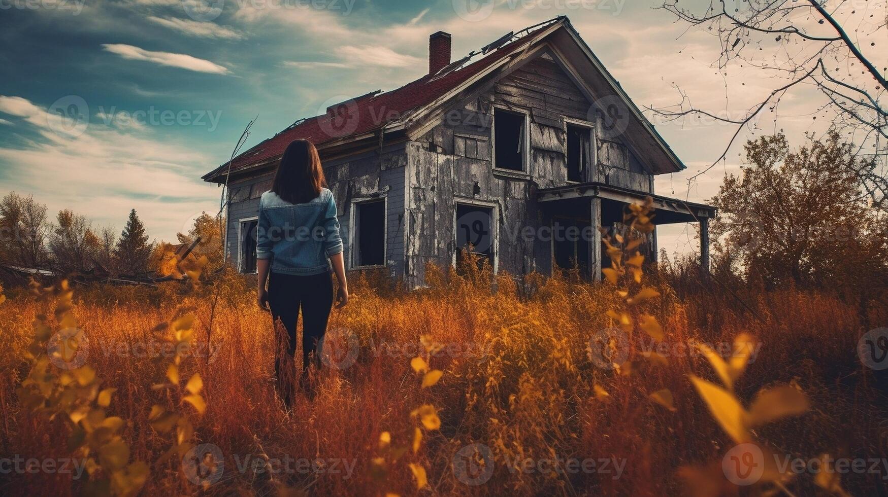 AI Generative abandoned house photo