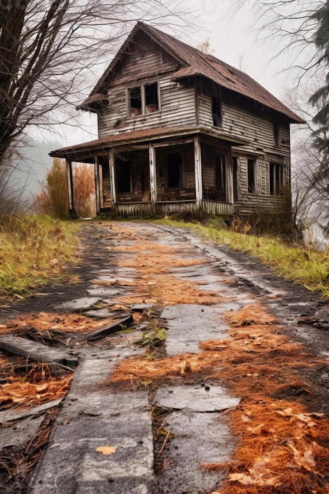 AI Generative abandoned house photo