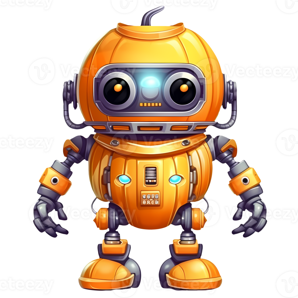 Cute Robot Halloween Clipart Illustration AI Generative png