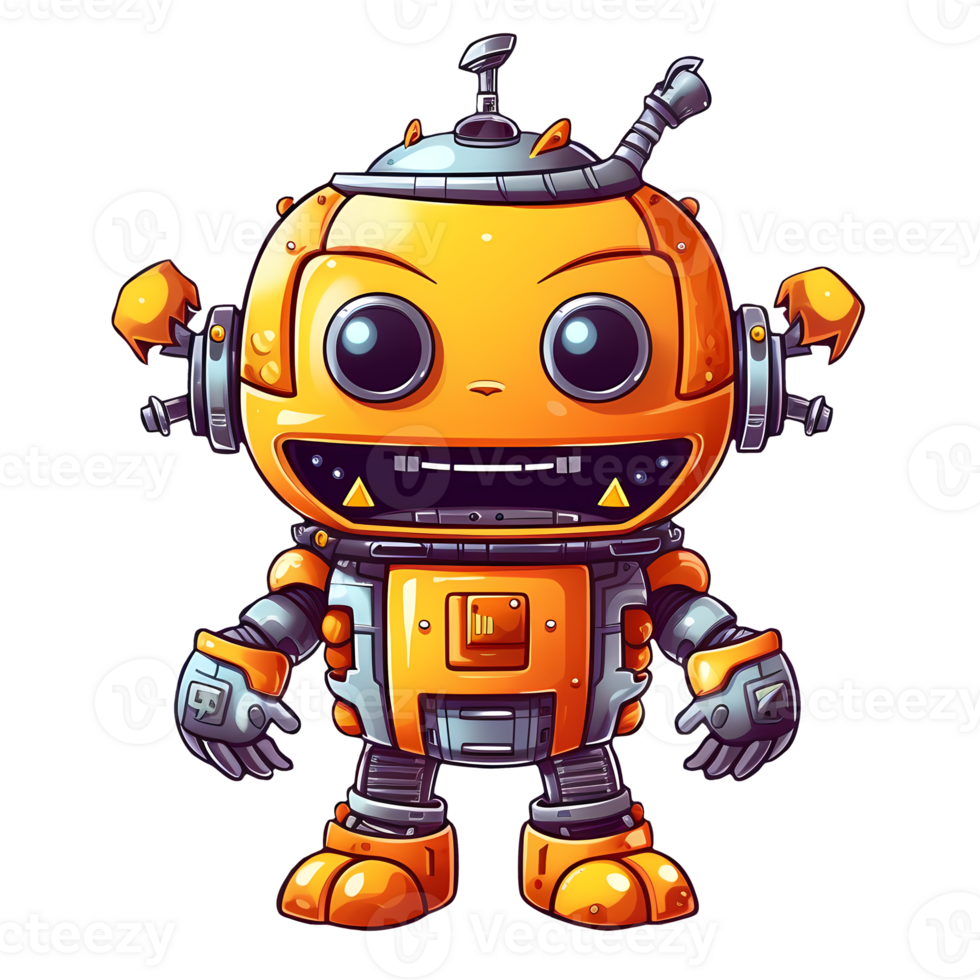 Cute Robot Halloween Clipart Illustration AI Generative png