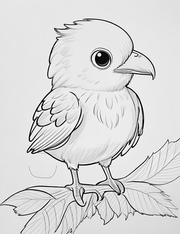 cute Bird for kids coloring page photo