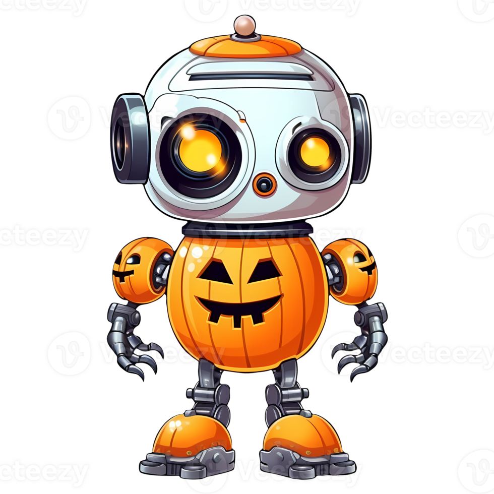 Cute Robot Halloween Clipart Illustration AI Generative png