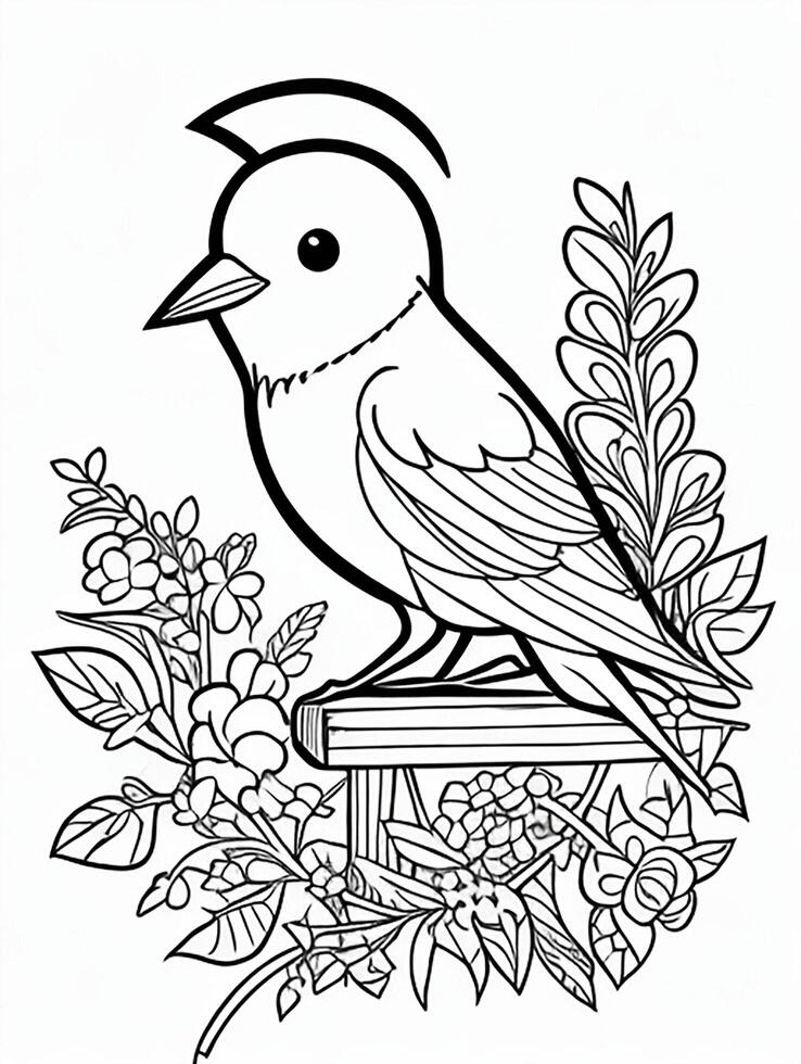 cute Bird for kids coloring page photo