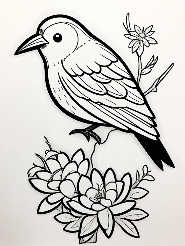 cute Bird for kids coloring page photo