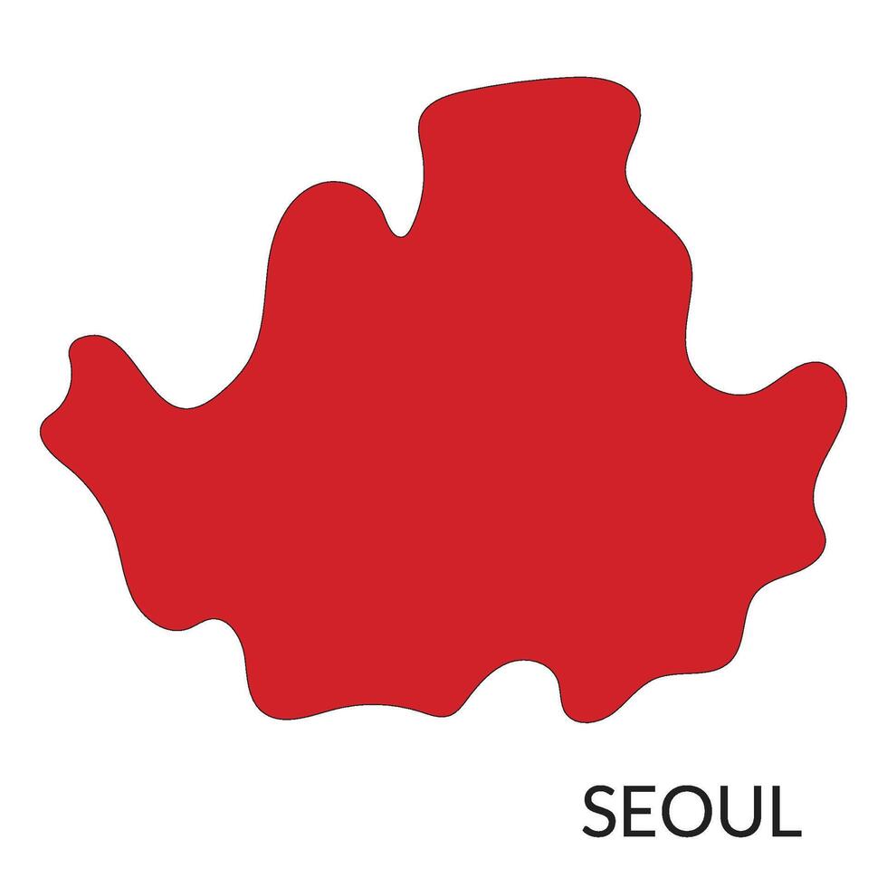 Seoul city map in red color, Capital of South Korea map vector