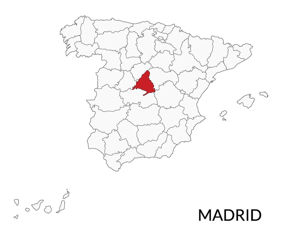Madrid mapa, Madrid ciudad mapa, capital ciudad de España mapa vector