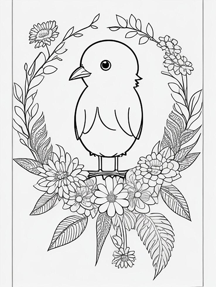 cute Bird for kids coloring page photo