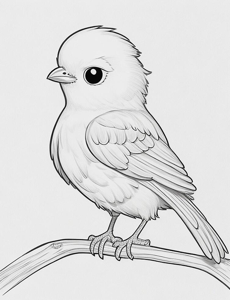 cute Bird for kids coloring page photo