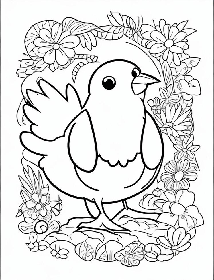 cute Bird for kids coloring page photo