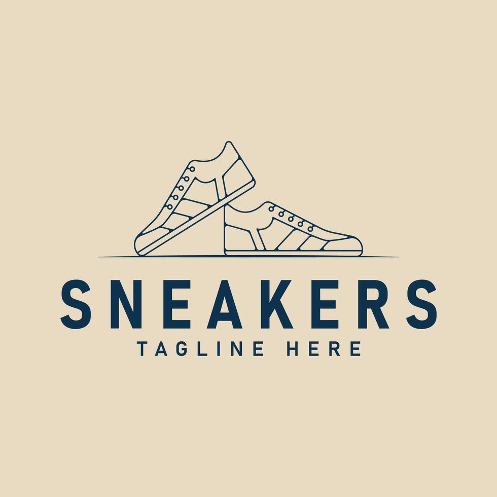 sneaker shoe  logo line art minimalist casual footwear vector illustration design