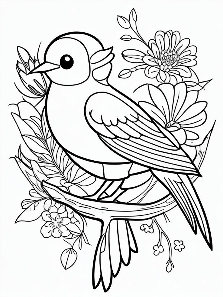 cute Bird for kids coloring page photo