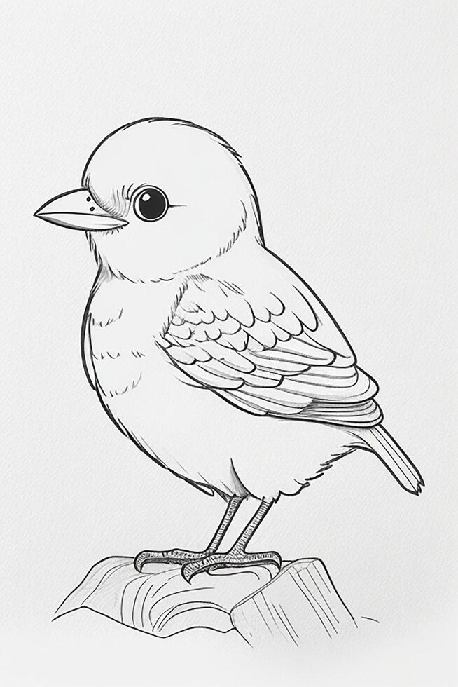 cute Bird for kids coloring page photo