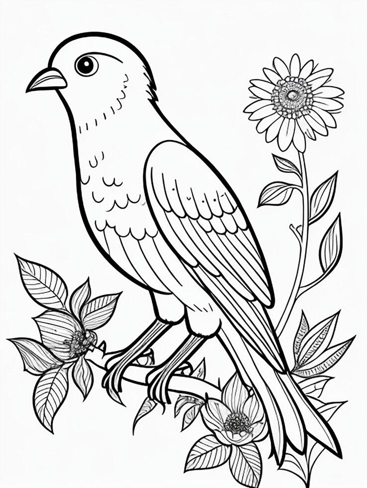 cute Bird for kids coloring page photo