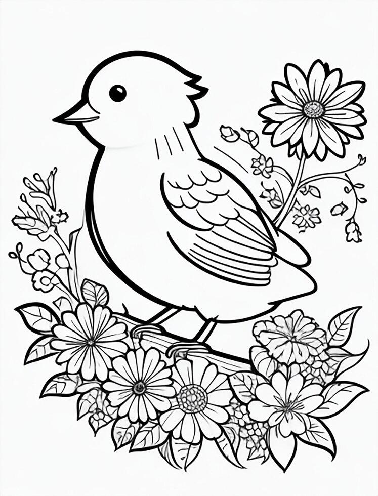 cute Bird for kids coloring page photo