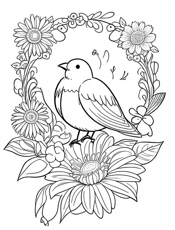 cute Bird for kids coloring page photo