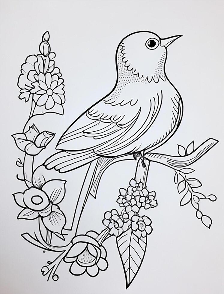 cute Bird for kids coloring page photo