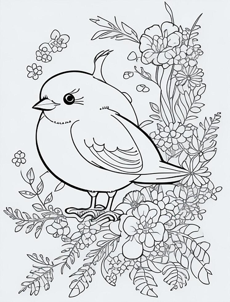 cute Bird for kids coloring page photo