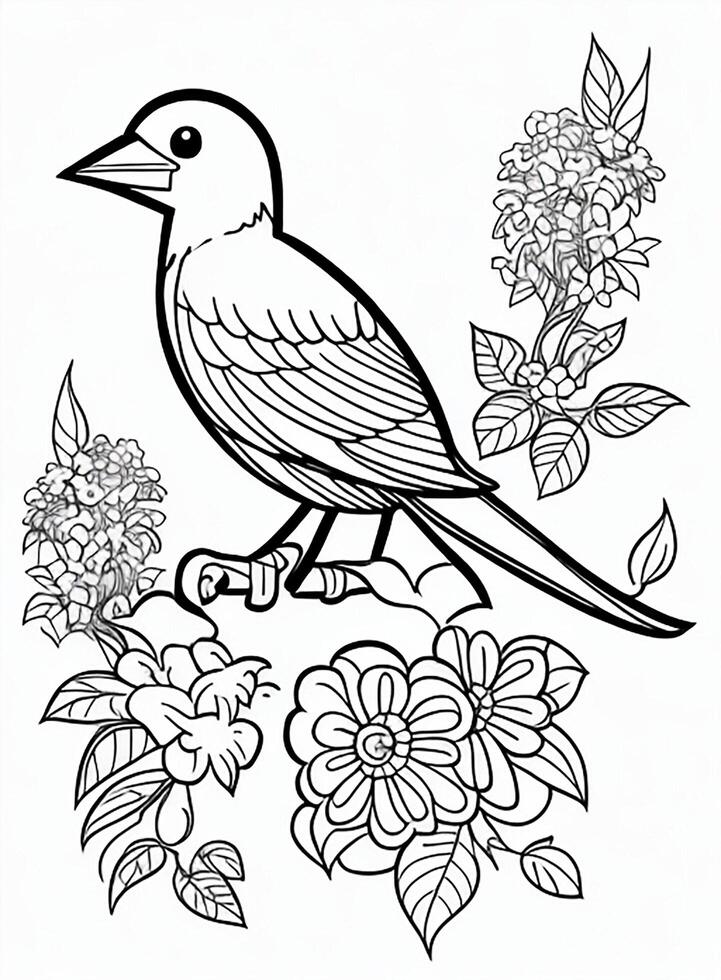 cute Bird for kids coloring page photo