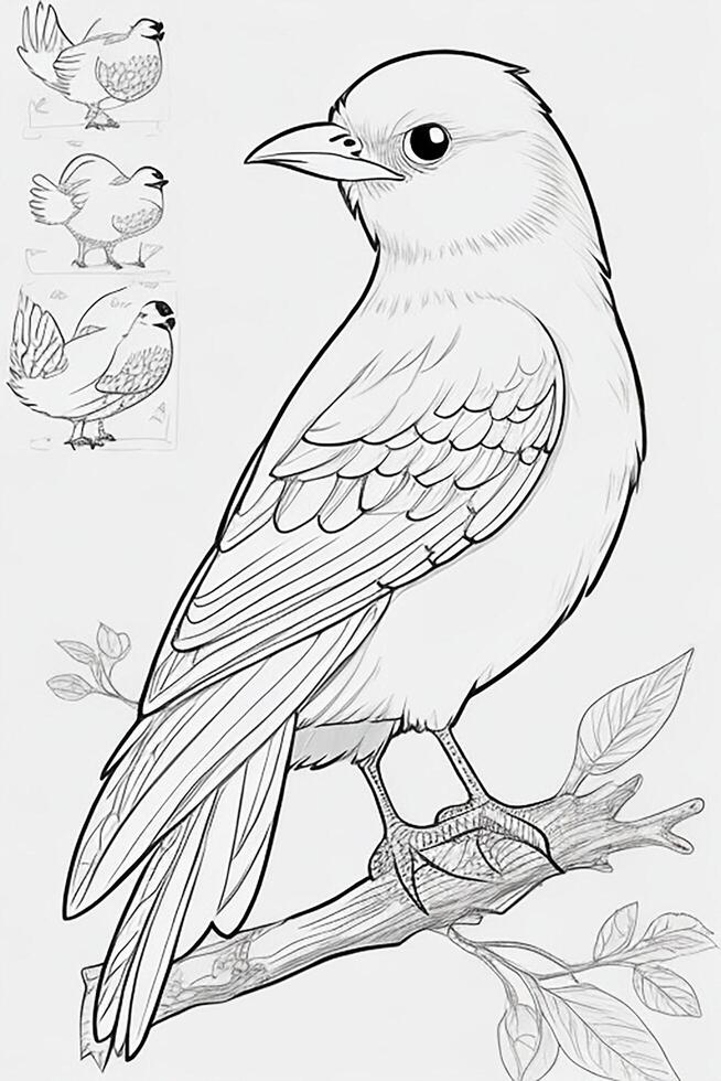 cute Bird for kids coloring page photo