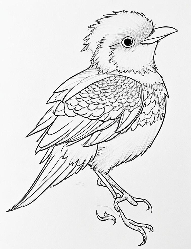 cute Bird for kids coloring page photo