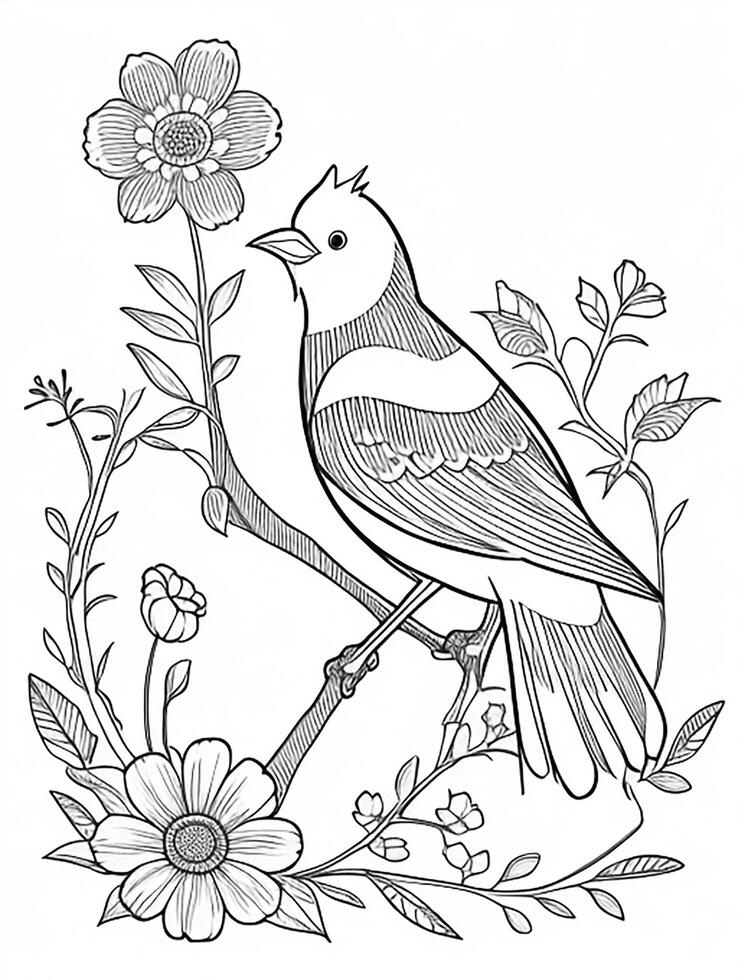 cute Bird for kids coloring page photo