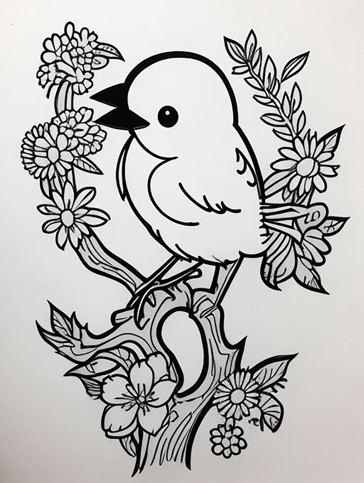 cute Bird for kids coloring page photo