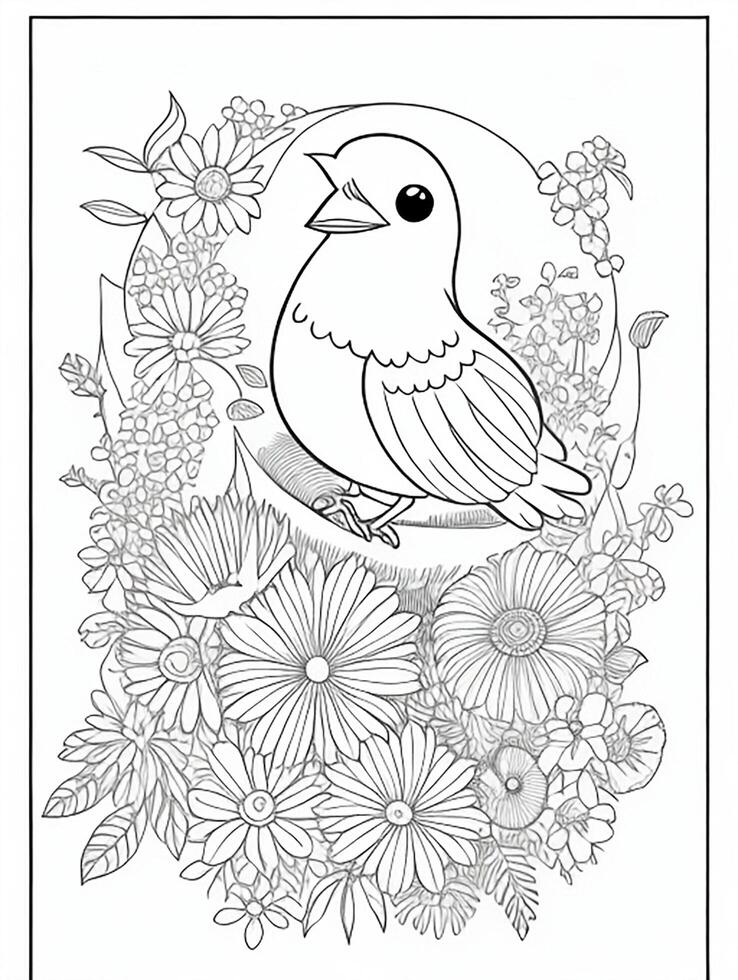 cute Bird for kids coloring page photo