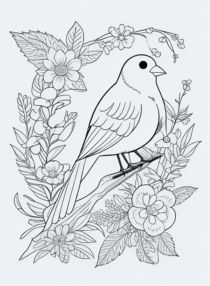 cute Bird for kids coloring page photo