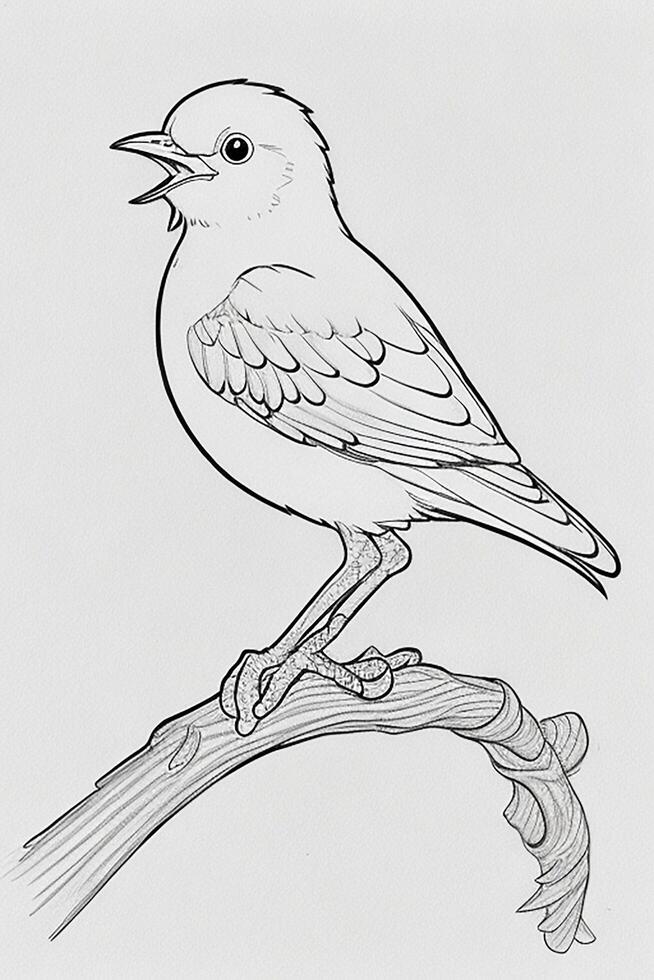 cute Bird for kids coloring page photo