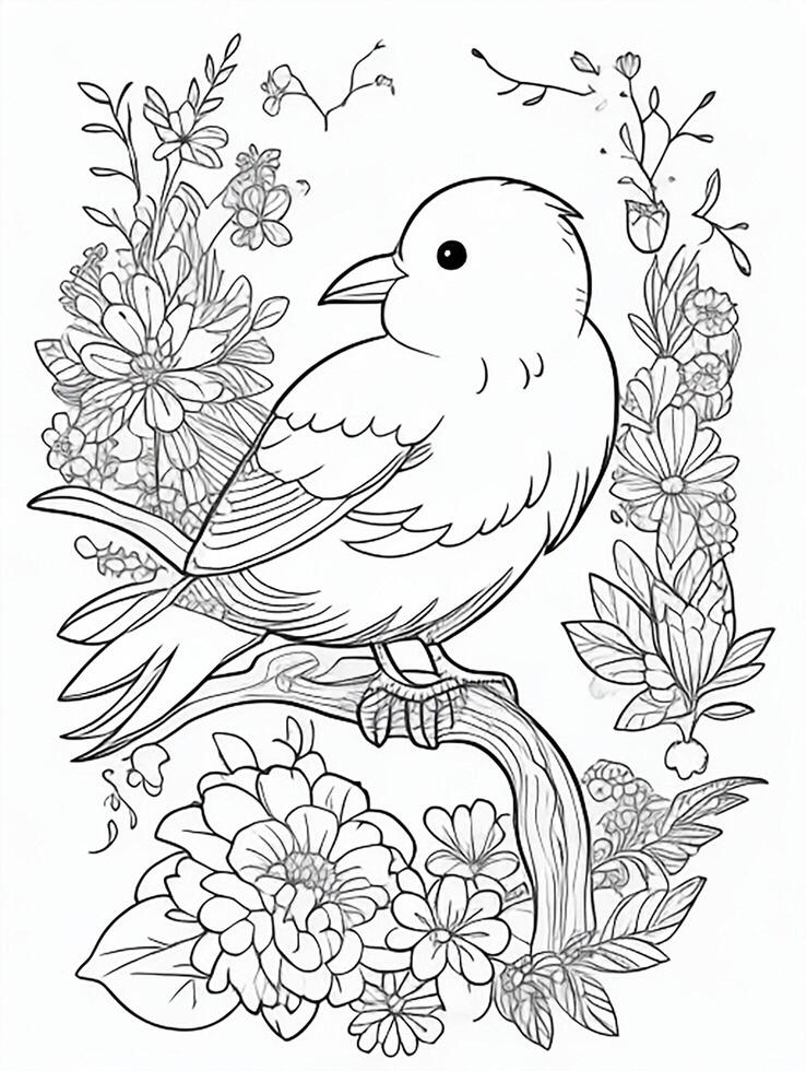 cute Bird for kids coloring page photo