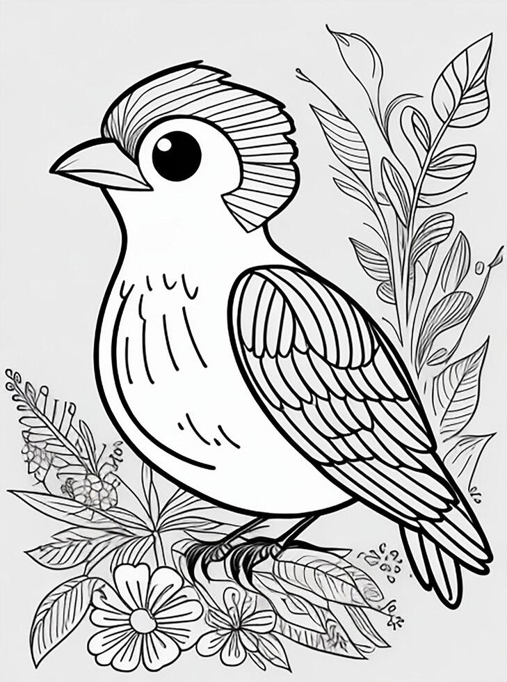 cute Bird for kids coloring page photo