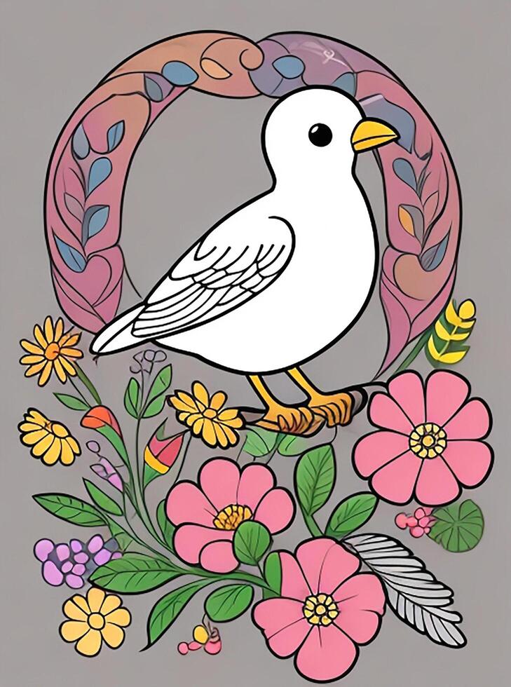 cute Bird for kids coloring page photo