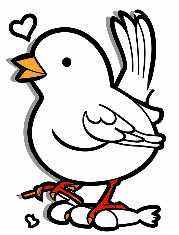 cute Bird for kids coloring page photo