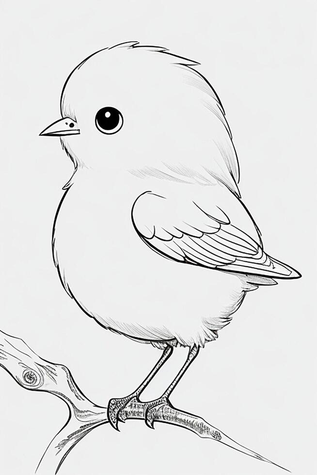 cute Bird for kids coloring page photo