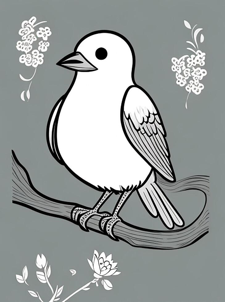 cute Bird for kids coloring page photo