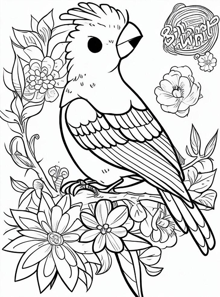 cute Bird for kids coloring page photo